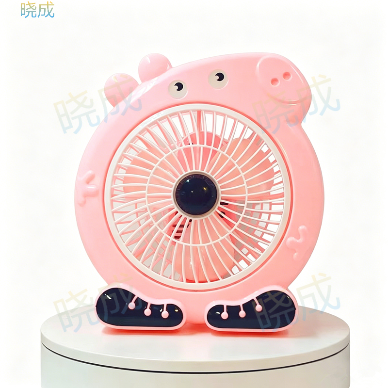 晓成 TS-001 立扇卡通小猪佩奇电风扇站立落地扇小型家用学生台式房间转页电扇转页扇